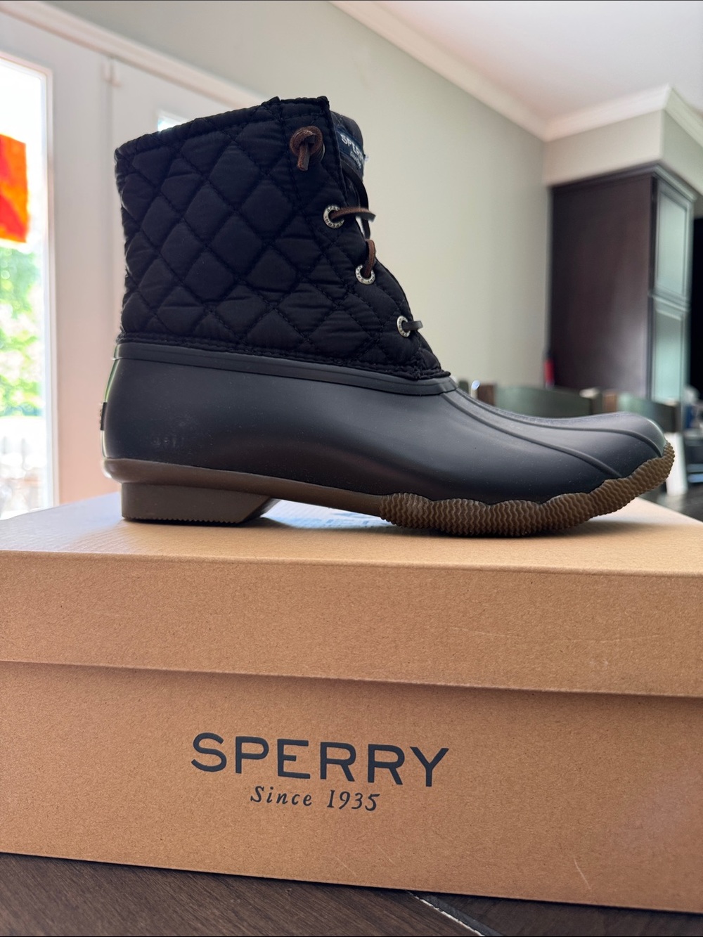 Sperry Black Quilted Waterproof Duck Boot